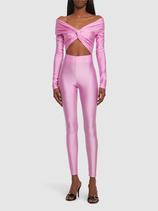 The Andamane: Kendall shiny stretch lycra jumpsuit - Pink - women_1 | Luisa Via Roma