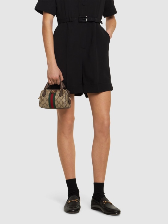 Gucci: Super mini Ophidia canvas shoulder bag - Ebony - women_1 | Luisa Via Roma