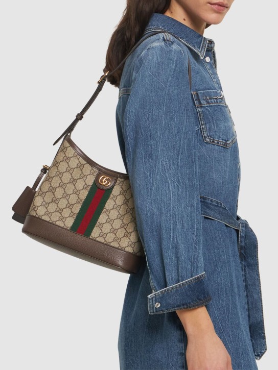 Gucci: Small Ophidia GG canvas shoulder bag - Beige - women_1 | Luisa Via Roma