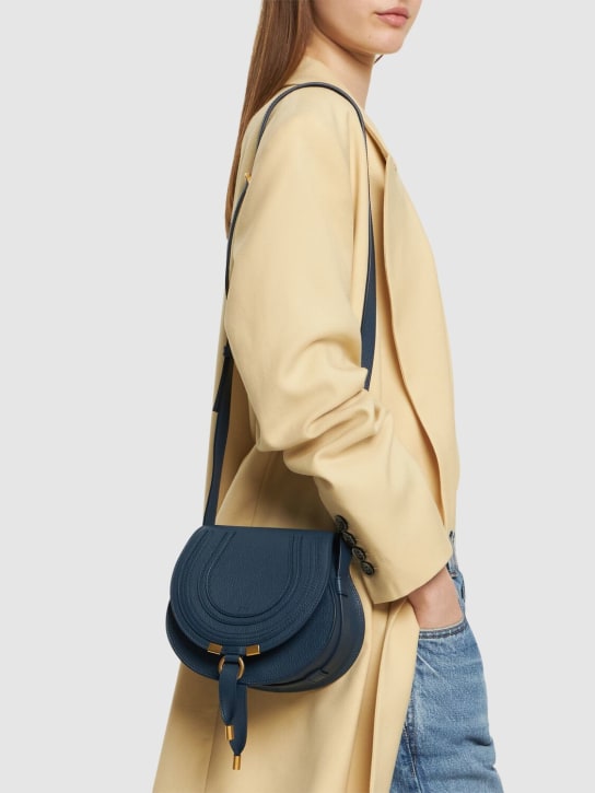 Chloé: Mini Marcie leather shoulder bag - Navy - women_1 | Luisa Via Roma
