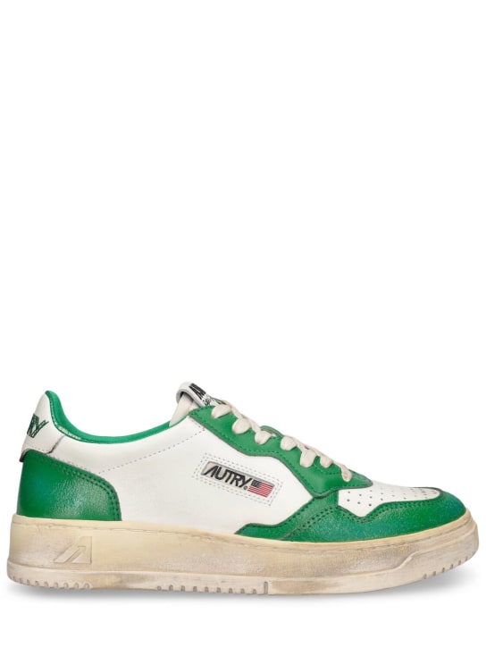Autry: Super Vintage Basket low sneakers - White/Green - women_0 | Luisa Via Roma