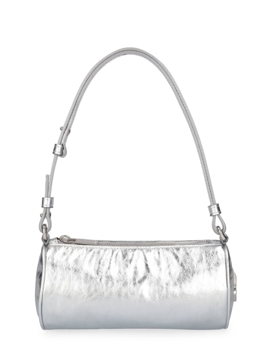 Off-White: Torpedo metallic leather phone bag - Silver - women_0 | Luisa Via Roma