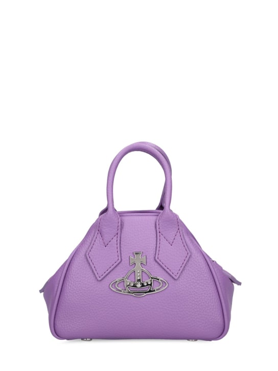 Vivienne Westwood: Mini Yasmine grained re-vegan bag - Purple - women_0 | Luisa Via Roma