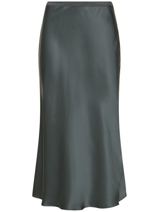 ANINE BING: Bar silk midi skirt - Green - women_0 | Luisa Via Roma