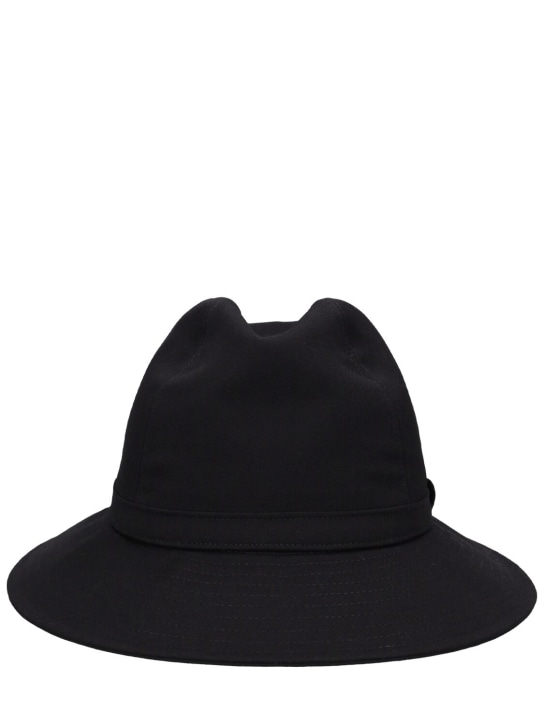 Yohji Yamamoto: Sombrero Fedora de gabardina de lana - Negro - men_0 | Luisa Via Roma