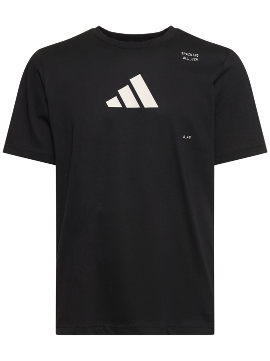adidas Performance: Logo short sleeve  t-shirt - Black - men_0 | Luisa Via Roma