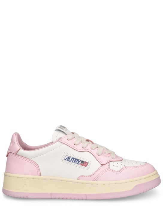Autry: Medalist low leather sneakers - Pink/White - women_0 | Luisa Via Roma
