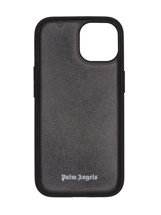 Palm Angels: PA Monogram iPhone 15 case - Black/White - men_1 | Luisa Via Roma