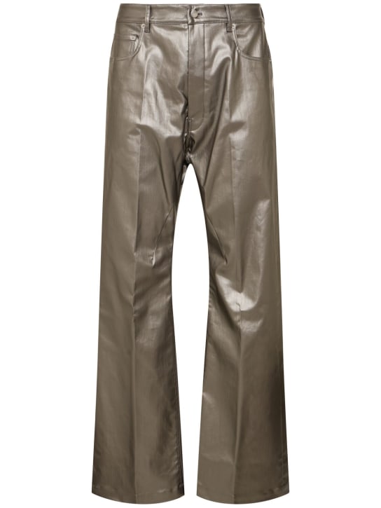 Rick Owens: Jeans anchos de denim de algodón - Gris Plomo - men_0 | Luisa Via Roma