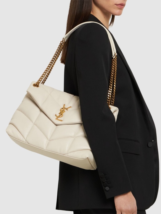 Saint Laurent: Medium Puffer shoulder bag - Crema Soft - women_1 | Luisa Via Roma