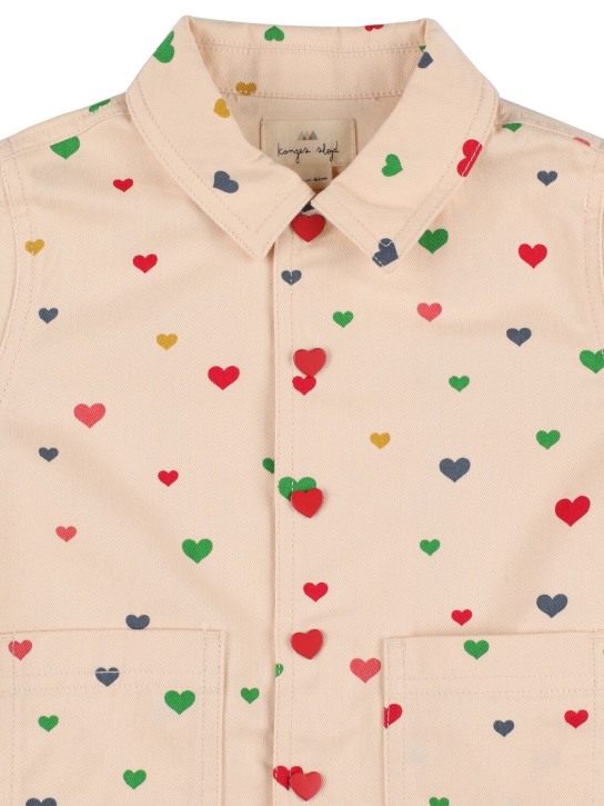 Konges Sløjd: Hearts printed organic cotton jacket - Beige/Multi - kids-girls_1 | Luisa Via Roma