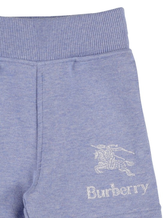 Burberry: Short taille haute en coton à logo - Bleu Clair - kids-boys_1 | Luisa Via Roma