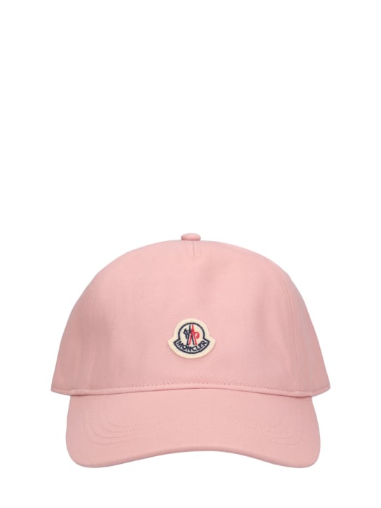 Moncler: Logo cotton baseball cap - Light Pink - women_0 | Luisa Via Roma