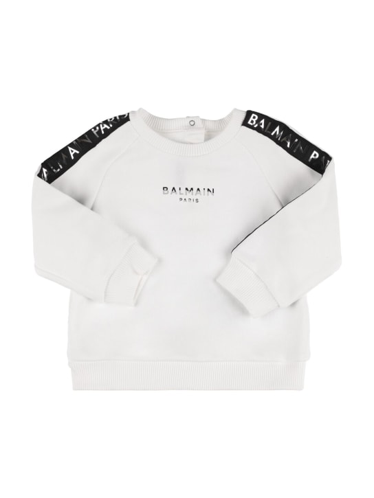 Balmain: Organic cotton sweatshirt - White - kids-boys_0 | Luisa Via Roma