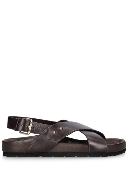 Soeur: 20mm Olaf leather flat sandals - Brown - women_0 | Luisa Via Roma