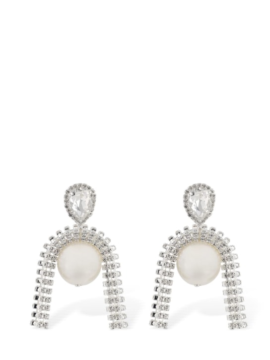 Magda Butrym: Crystal & pearl pendant earrings - Crystal/White - women_0 | Luisa Via Roma