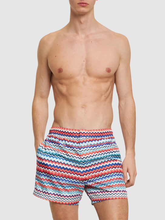 Missoni: Striped nylon swim shorts - Red - men_1 | Luisa Via Roma