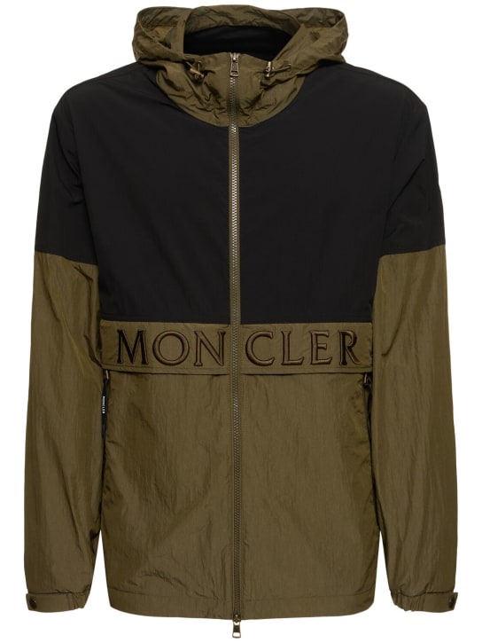 Moncler: Joly hooded nylon jacket - ブラック/オリーブ - men_0 | Luisa Via Roma