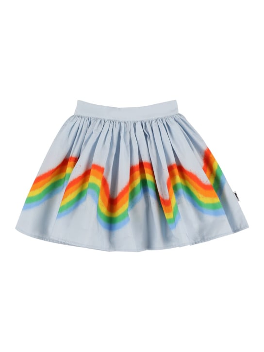 Molo: Rainbow print organic cotton skirt - Light Blue - kids-girls_0 | Luisa Via Roma