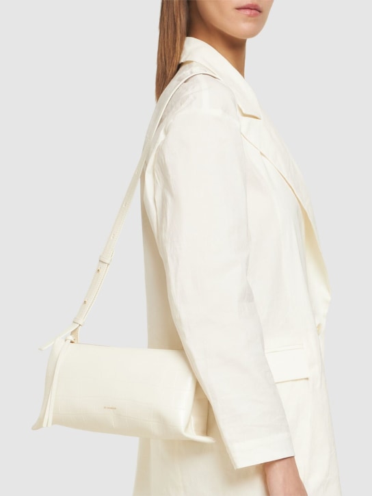 Jil Sander: Small embossed leather shoulder bag - Eggshell - women_1 | Luisa Via Roma
