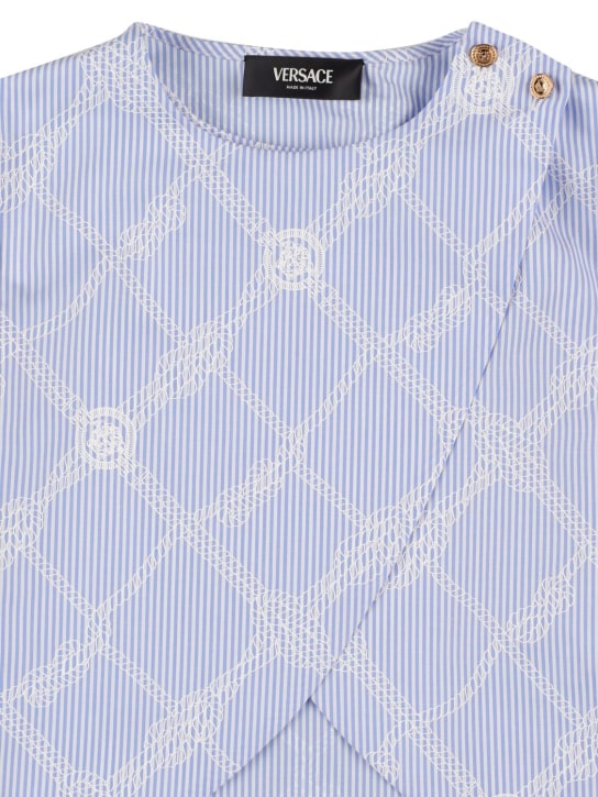 Versace: Check print cotton poplin shirt - Light Blue - kids-girls_1 | Luisa Via Roma