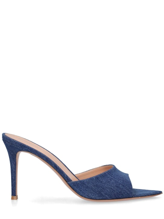 Gianvito Rossi: Zapatos mules de denim 85mm - Azul Denim - women_0 | Luisa Via Roma