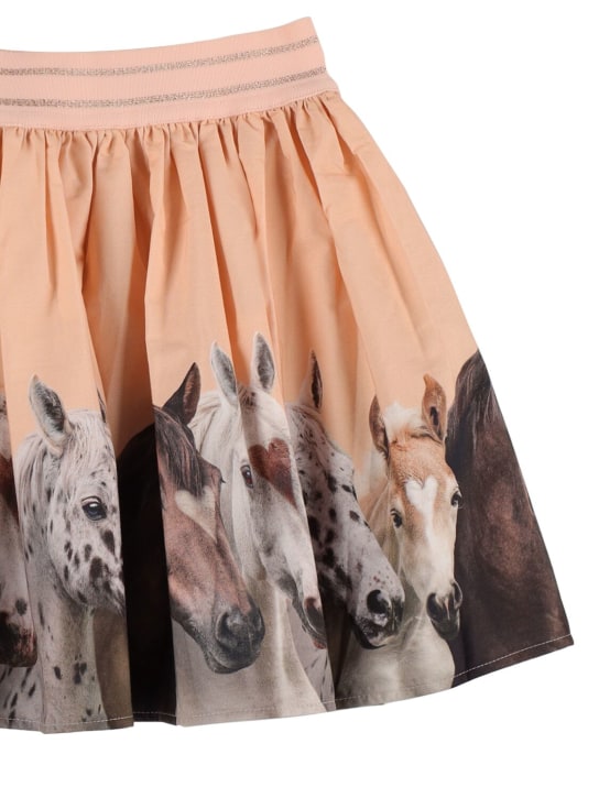 Molo: Horse organic cotton poplin mini skirt - Pink - kids-girls_1 | Luisa Via Roma