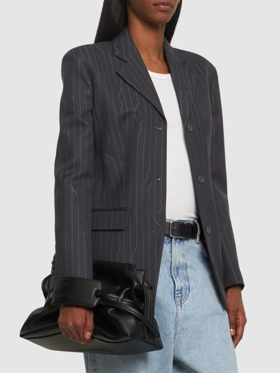 Off-White: Zip tie leather pouch - Black - women_1 | Luisa Via Roma