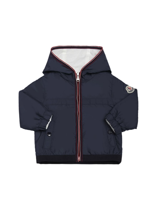 Moncler: Anton hooded rainwear jacket - Blue - kids-boys_0 | Luisa Via Roma