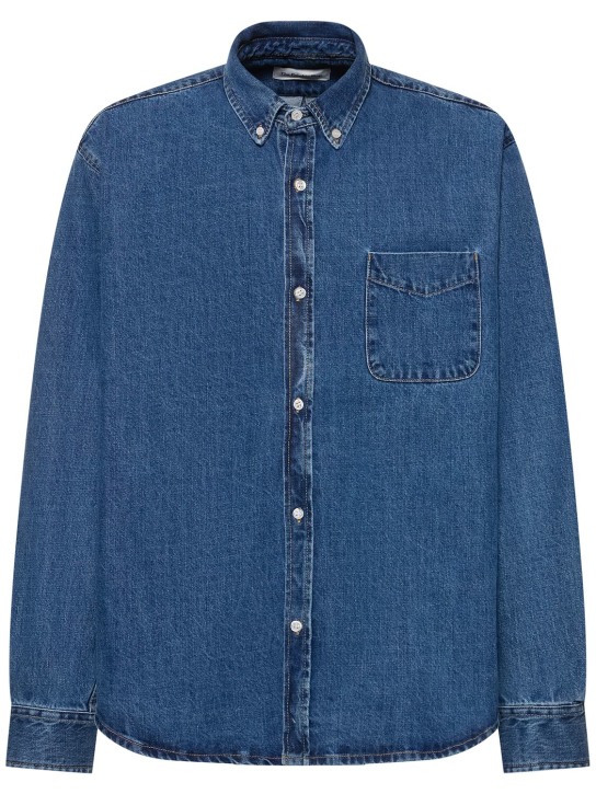 The Frankie Shop: Cotton denim shirt - Blue - men_0 | Luisa Via Roma