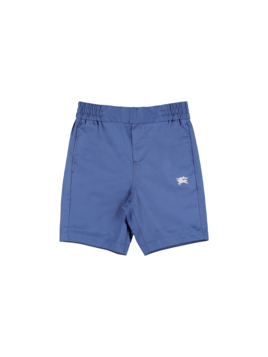 Burberry: Shorts in cotone con logo - Blu - kids-boys_0 | Luisa Via Roma