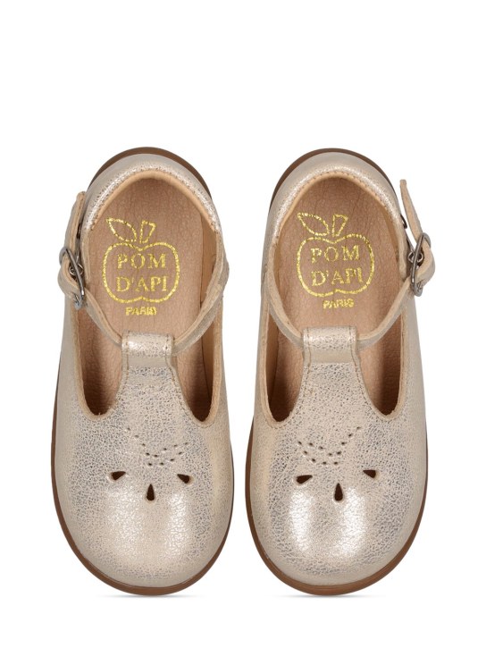 Pom D'api: Nappa stand-up sandals - Silver - kids-girls_1 | Luisa Via Roma