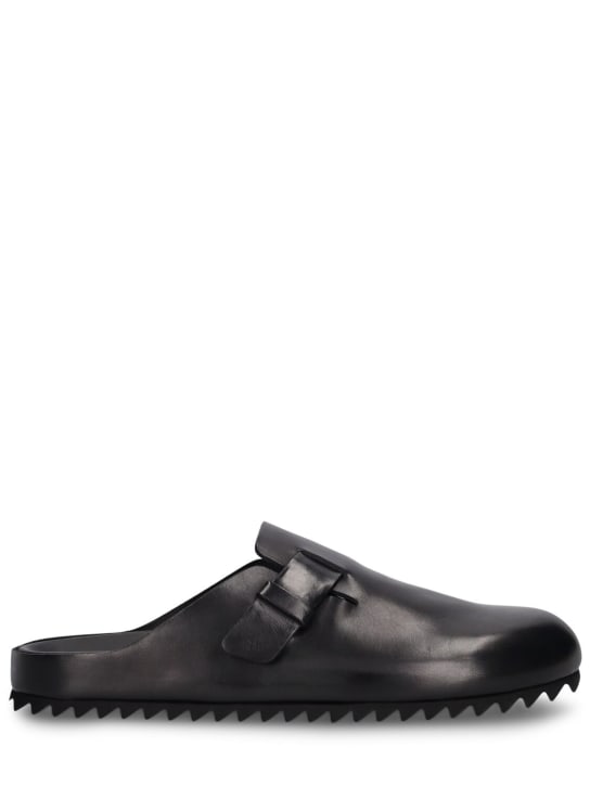 Officine Creative: Agora leather sandals - Black - men_0 | Luisa Via Roma