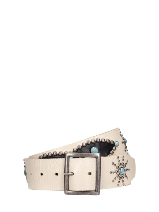 HTC Los Angeles: 4cm Wilshire studded leather belt - White - women_0 | Luisa Via Roma