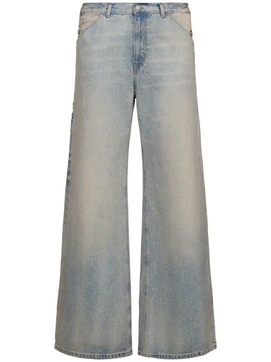 Courreges: Wide cotton denim jeans - Blue - men_0 | Luisa Via Roma