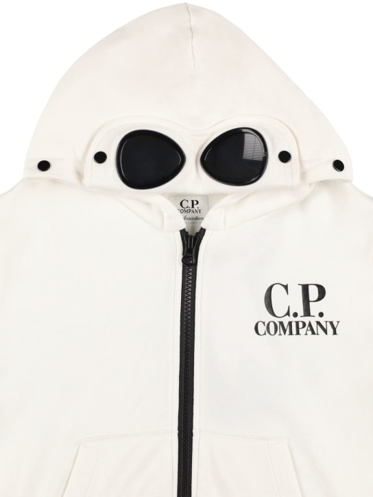 C.P. Company: Logo print cotton zip-up sweatshirt - White - kids-boys_1 | Luisa Via Roma
