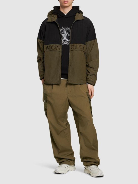 Moncler: Joly hooded nylon jacket - ブラック/オリーブ - men_1 | Luisa Via Roma