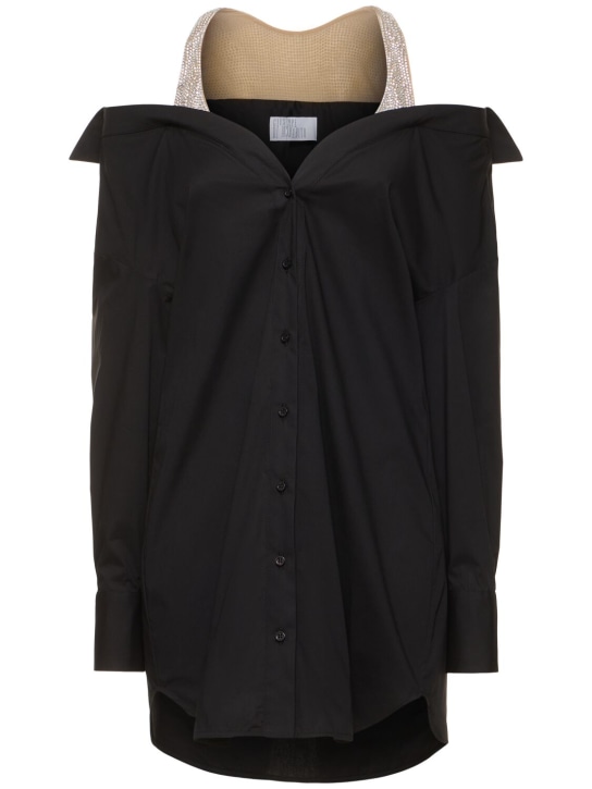 Giuseppe Di Morabito: Cotton poplin mini dress - Black - women_0 | Luisa Via Roma