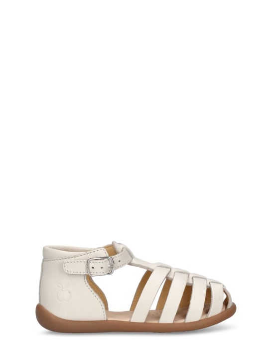 Pom D'api: Nappa leather sandals - Off-White - kids-girls_0 | Luisa Via Roma