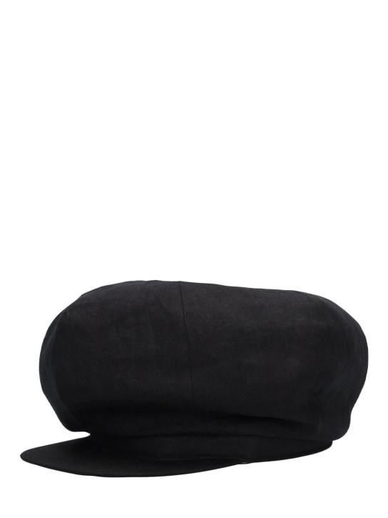 Yohji Yamamoto: Casqutte flax twill hat - Black - men_0 | Luisa Via Roma