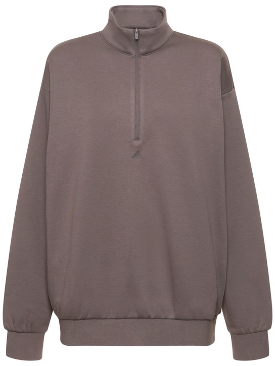 adidas Originals: Sweatshirt mit halbem Zipper "Basketball“ - Braun - women_0 | Luisa Via Roma