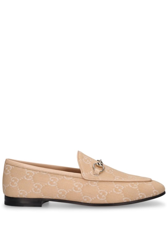 Gucci: 10mm hohe Loafers aus Denim "New Jordan GG" - Beige - women_0 | Luisa Via Roma