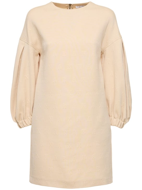 Max Mara: Cotton jersey mini dress w/ drawstring - Beige - women_0 | Luisa Via Roma