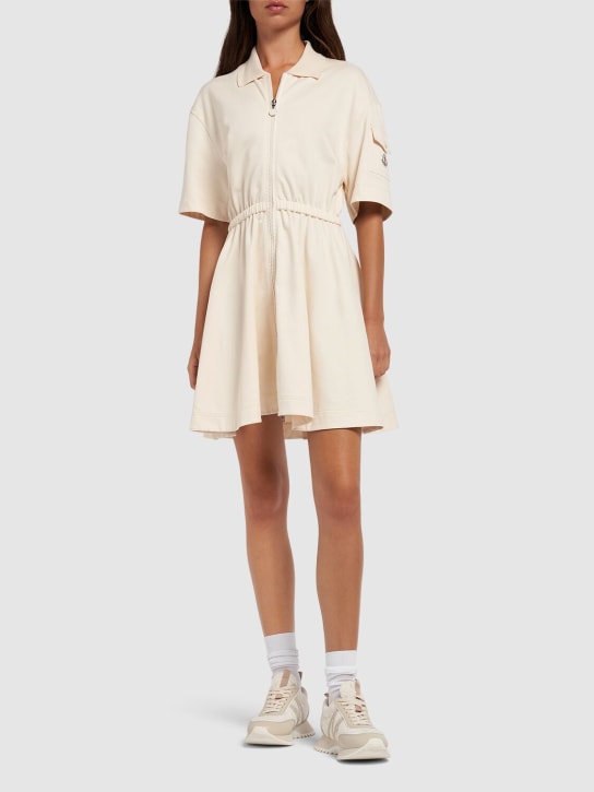 Moncler: Cotton polo shirt dress - White - women_1 | Luisa Via Roma