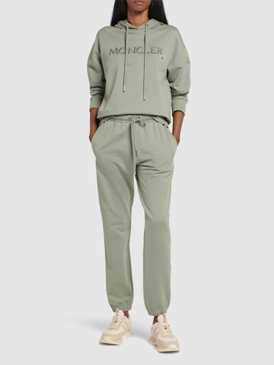 Moncler: Cotton trackpants - Grey - women_1 | Luisa Via Roma