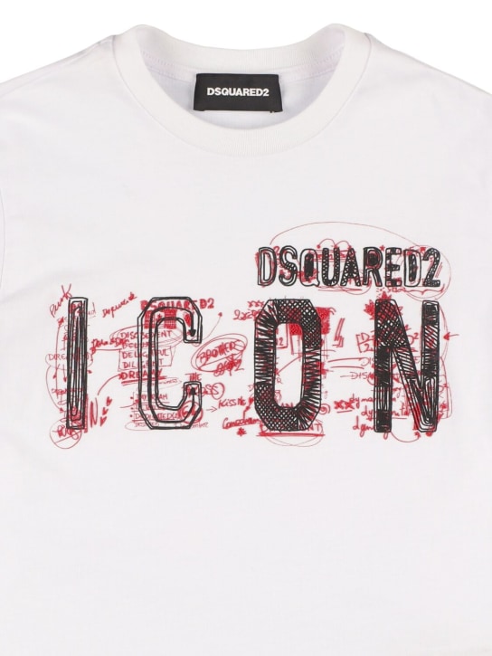Dsquared2: Logo printed cotton jersey t-shirt - White - kids-boys_1 | Luisa Via Roma