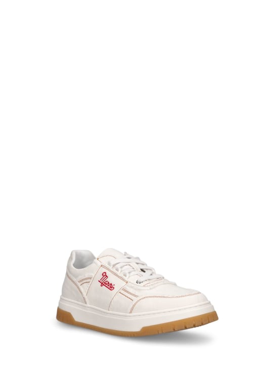 Marni Junior: Cotton denim lace-up sneakers - White - kids-girls_1 | Luisa Via Roma