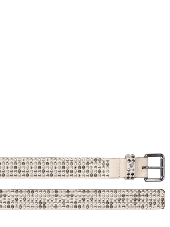 HTC Los Angeles: Cinturón de piel con tachuelas 3,5cm - Blanco - men_1 | Luisa Via Roma