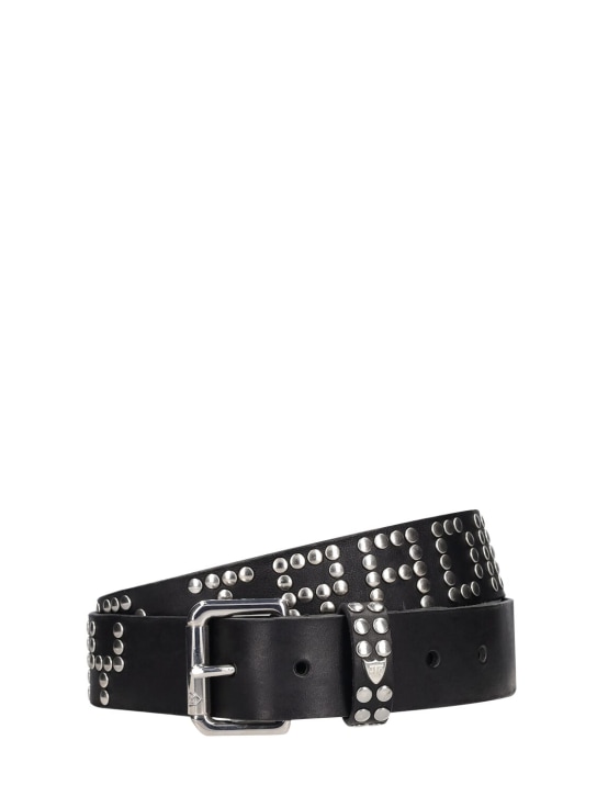 HTC Los Angeles: 3.5cm HTC studded leather belt - Black - men_0 | Luisa Via Roma