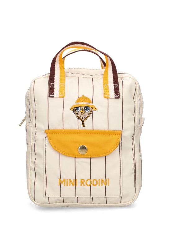 Mini Rodini: Embroidered recycled tech backpack - Off White - kids-boys_0 | Luisa Via Roma